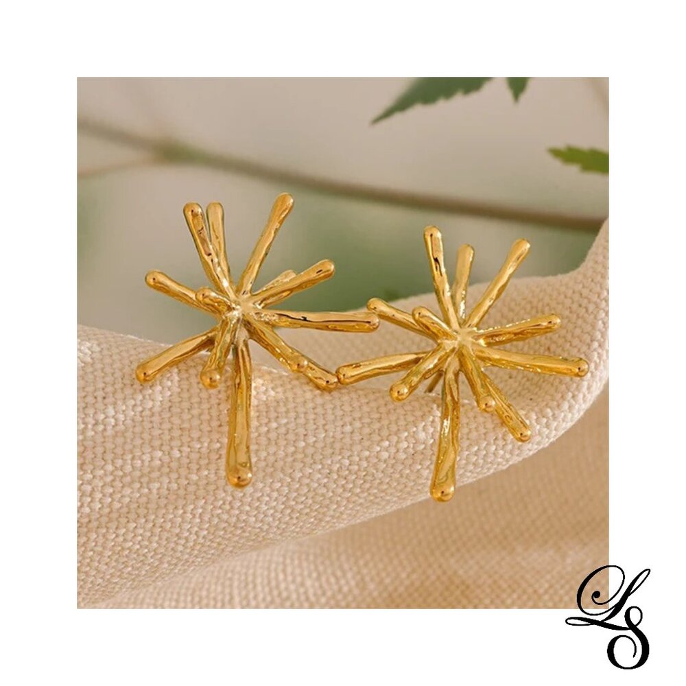 🌟New 18K Gold Textured Firework Stud Earrings 🌟